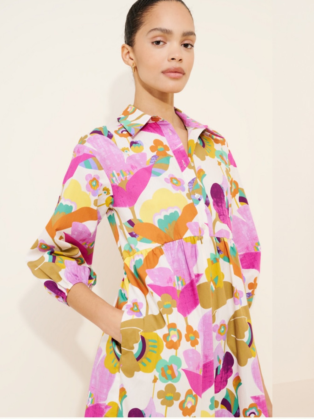 NWT Anthropologie size XL The Bettina tiered shirt dress in multi colors - Picture 2 of 11